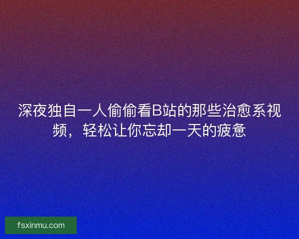 深夜独自一人偷偷看B站的那些治愈系视频，轻松让你忘却一天的疲惫